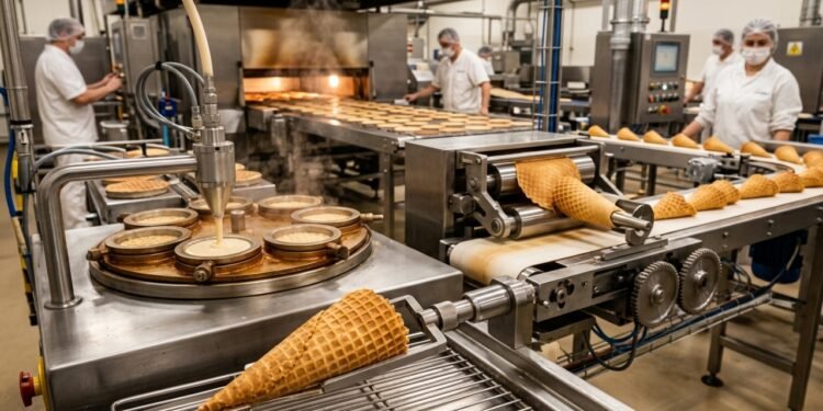 Como é feita a casquinha de sorvete até virar aquele cone leve e crocante