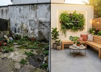 Transformei um quintal largado em um espaço incrível sem gastar muito e o antes e depois surpreende