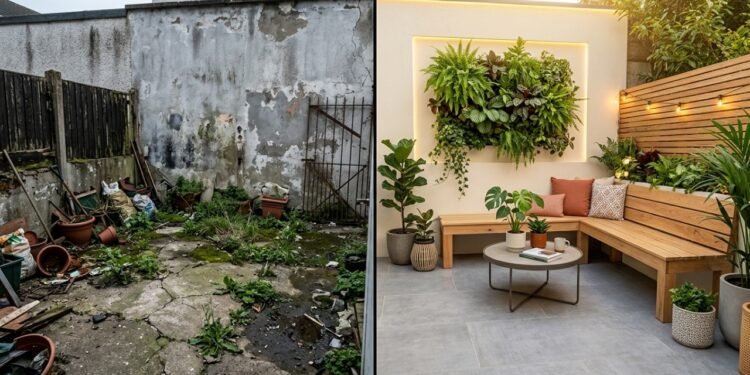 Transformei um quintal largado em um espaço incrível sem gastar muito e o antes e depois surpreende