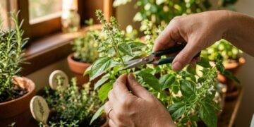Se o manjericão começar a florescer, é importante remover os botões para estimular novas folhas