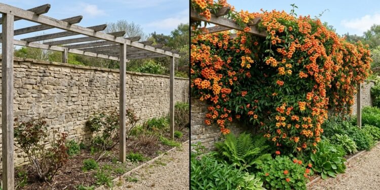 Adeus ao muro sem graça, a flor laranja que cobre muros com flores intensas e exige poucos cuidados