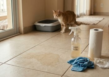 Sem usar água sanitária, o jeito certo de eliminar cheiro de urina de gato e sem danificar os ambientes