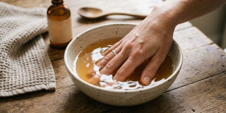 Coloque as mãos no vinagre de maçã por alguns minutos e veja os benefícios