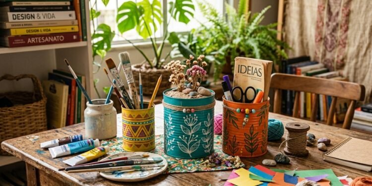 Usando duas latas, aprenda a fazer lindos suportes para livros