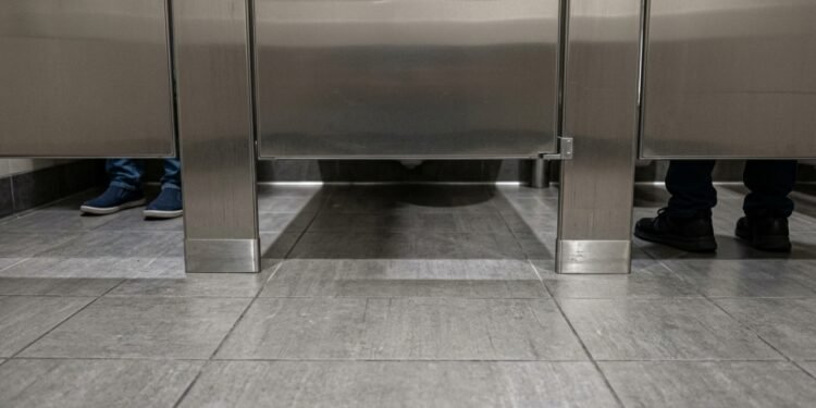 Por que os banheiros públicos deixam espaço entre a porta e o chão?