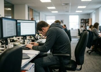 O hábito comum no trabalho que está prejudicando sua postura e transformando você em um “camarão de mesa”