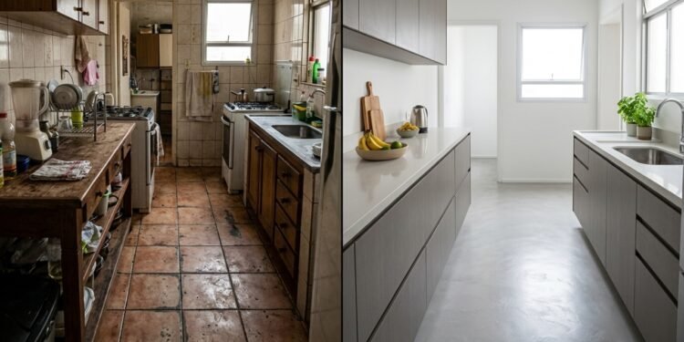 O segredo para renovar o piso da sua cozinha sem obras e em apenas um dia