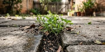 O truque simples que ajuda a acabar com ervas daninhas entre os blocos do pátio por muito mais tempo