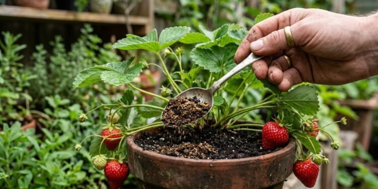 Basta 1 colher no solo para turbinar seus morangos e aumentar a produção sem agrotóxicos