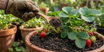 Coloque 1 colher sob cada planta e veja morangos crescerem mais fortes e produtivos sem usar químicos