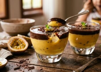 Sem sobremesas demoradas, o mousse de maracujá com chocolate que fica pronto rápido e impressiona