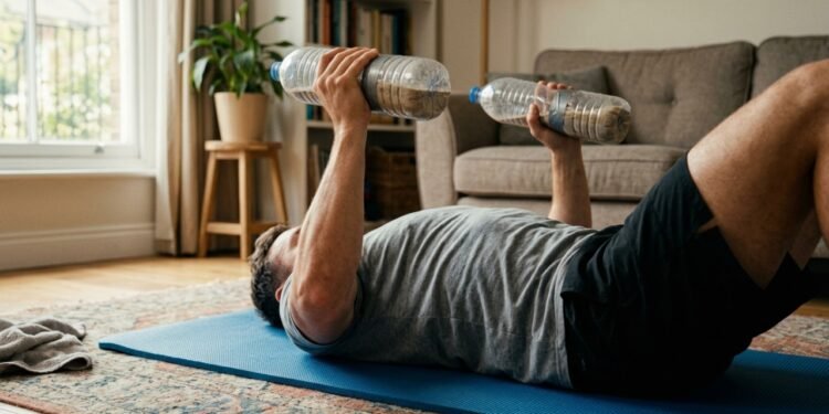 Use apenas duas garrafas para fortalecer o peitoral em casa com exercícios simples e eficientes