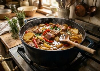 A receita de panela única com porco e batatas que conquista todos pelo sabor