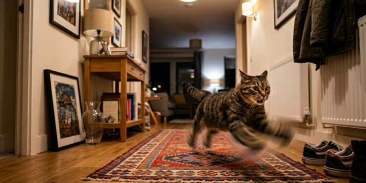 O significado por trás do gato correndo pela casa à noite e quando isso é normal