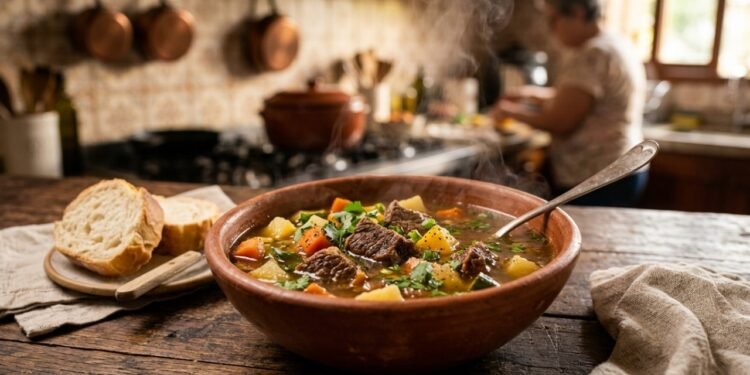 Faça sopa de carne com legumes simples e deliciosa que rende muito