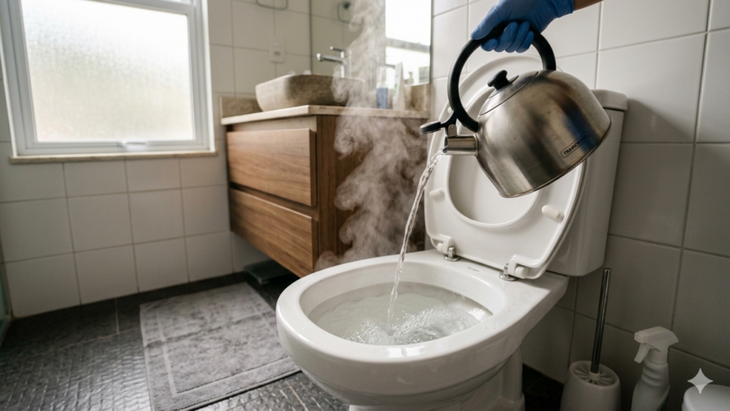 Jogar água quente no vaso