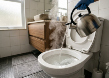 Jogar água quente no vaso