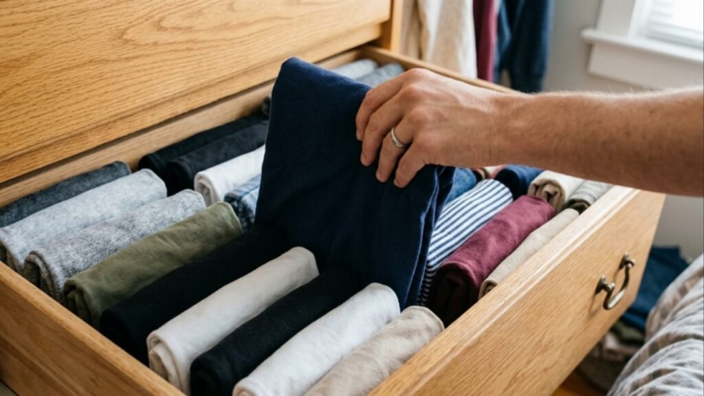 O método japonês de dobrar roupas que transforma gavetas caóticas em espaço organizado e duradouro