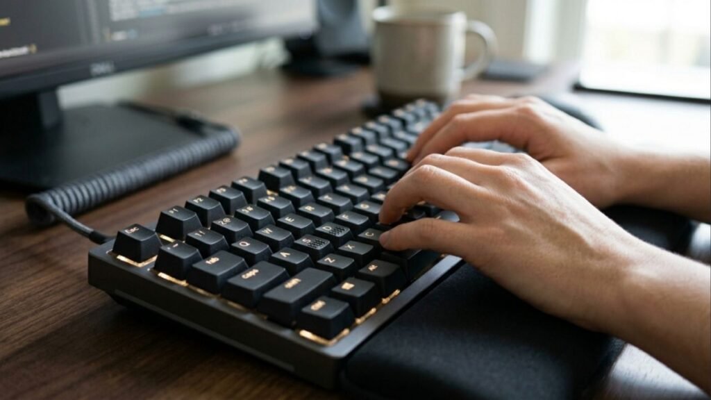 Qual a função da linha abaixo das letras F e J e do número 5 no seu teclado?