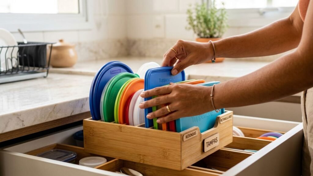 organizar caixas de plástico