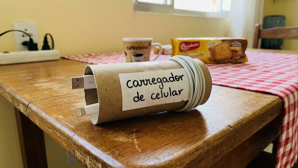 Se você tem rolos de papel higiênico vazios, não os jogue fora: veja como reutilizá-los para organizar cabos embaraçados e dar um alívio visual à gaveta do escritório