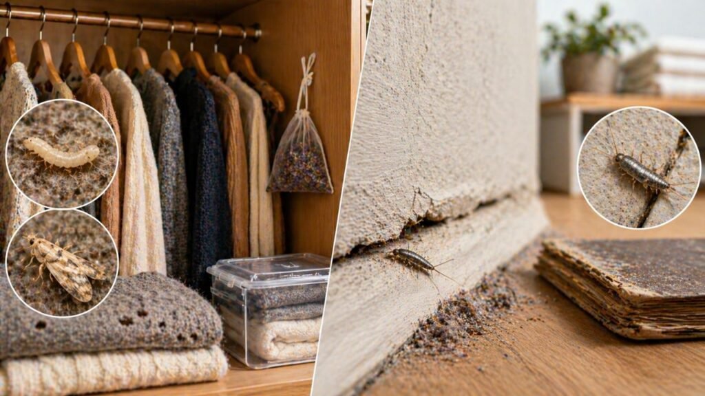 Traça de roupa e traça de parede exigem métodos diferentes para acabar de vez