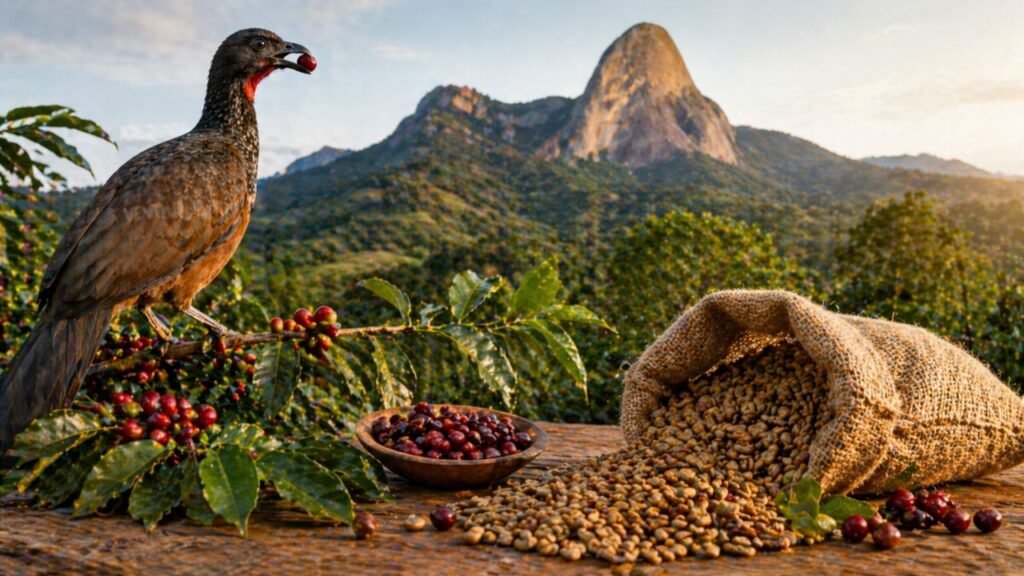 Pelo que dá para afirmar com segurança, o “segredo” desse café não é um truque de torra nem uma receita escondida: é a combinação entre terroir de altitude de Pedra Azul, manejo orgânico e biodinâmico da Fazenda Camocim e a seleção natural feita pelo jacu, ave da Mata Atlântica que escolhe os frutos mais maduros no pé. A própria fazenda apresenta o Café do Jacu como seu produto mais singular, cultivado sem agrotóxicos, e o Canal Rural descreve que a ave ingere os frutos maduros e elimina as sementes, que depois são recolhidas e processadas manualmente.

Também vale um ajuste importante no título: hoje é mais seguro chamar o Café do Jacu de um dos cafés mais raros e caros do Brasil, e não afirmar sem ressalva que ele é “o mais caro do mundo”. No site oficial da Fazenda Camocim, a lata de 250 g aparece por R$ 410 e o pacote de 1 kg por R$ 1.530; já o Canal Rural informou em 2025 que o produto chega a R$ 1.600 por quilo e o tratou como um dos mais caros do país.

Título principal

O segredo do Café do Jacu em Pedra Azul está no pássaro, na serra e no manejo

Resumo/roteiro

Pedra Azul, em Domingos Martins, é um dos destinos mais conhecidos da serra capixaba. A região combina altitude, Mata Atlântica e forte herança de imigração europeia, enquanto a Pedra Azul, com 1.822 metros, muda de tonalidade por causa dos líquens e da incidência de luz, ajudando a definir a identidade visual do lugar.

É nesse cenário que está a Fazenda Camocim, produtora de cafés orgânicos e biodinâmicos. O grande diferencial dali virou fama internacional por um motivo improvável: o jacu, uma ave nativa da Mata Atlântica, passou a comer os frutos maduros do cafezal. Em vez de tratar isso apenas como prejuízo, a fazenda transformou o problema em oportunidade e passou a recolher, selecionar e processar os grãos expelidos pela ave.

O segredo do café, portanto, está na seleção natural. Segundo o relato do produtor publicado pelo Canal Rural, o jacu funciona como um “alarme de colheita” e um “selecionador de fruta”, porque escolhe justamente os frutos maduros e de melhor qualidade. Depois disso, tudo ainda depende de um trabalho totalmente manual, já que o grão sai misturado a resíduos e precisa ser separado com cuidado antes de seguir para o restante do processamento.

Outro ponto que ajuda a explicar o valor alto é a raridade. A produção não é previsível como a de um café comum, porque depende do comportamento da ave. Isso limita bastante a oferta e transforma cada lote em algo escasso. O resultado é um café vendido na loja oficial por valores muito acima dos cafés especiais tradicionais, reforçando a aura de exclusividade do produto.

Além do Jacu, o episódio mostra que Pedra Azul não vive só de paisagem. O Parque Estadual da Pedra Azul protege o conjunto rochoso formado pela Pedra Azul, Pedra das Flores e Pedra do Lagarto, além de trilhas, flora e fauna de Mata Atlântica. Essa base natural ajuda a sustentar o turismo da região, que também inclui queijos artesanais, lavandário, cervejaria e gastronomia de serra.

Pontos principais do conteúdo
O Café do Jacu é produzido na Fazenda Camocim, em Pedra Azul, Domingos Martins, no Espírito Santo.
A fazenda trabalha com café orgânico, biodinâmico e sem agrotóxicos.
O jacu seleciona os frutos maduros no pé, e os grãos são recolhidos depois da passagem pelo trato digestivo da ave.
O processamento é manual, o que aumenta a raridade e o custo do produto.
O preço oficial encontrado atualmente é de R$ 410 por 250 g e R$ 1.530 por 1 kg na loja da fazenda.
Pedra Azul tem 1.822 m de altitude e integra um parque estadual com forte valor paisagístico e ecológico.
Palavra-chave base

café do jacu

Título alternativo

O café raro de Pedra Azul que nasce da seleção natural feita pelo jacu na serra capixaba