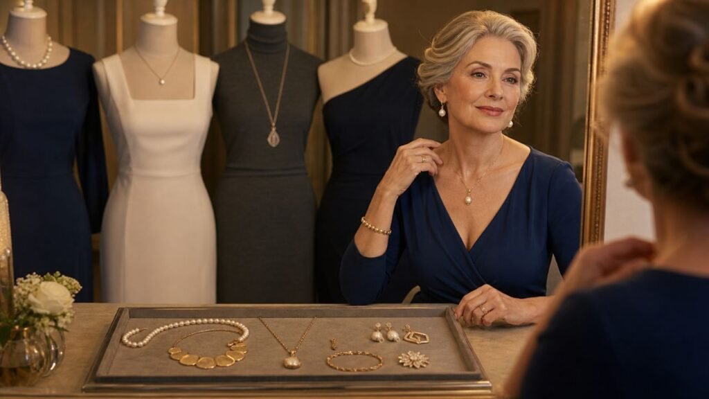 Joias para mulheres 50+ deixam o decote mais elegante quando há equilíbrio