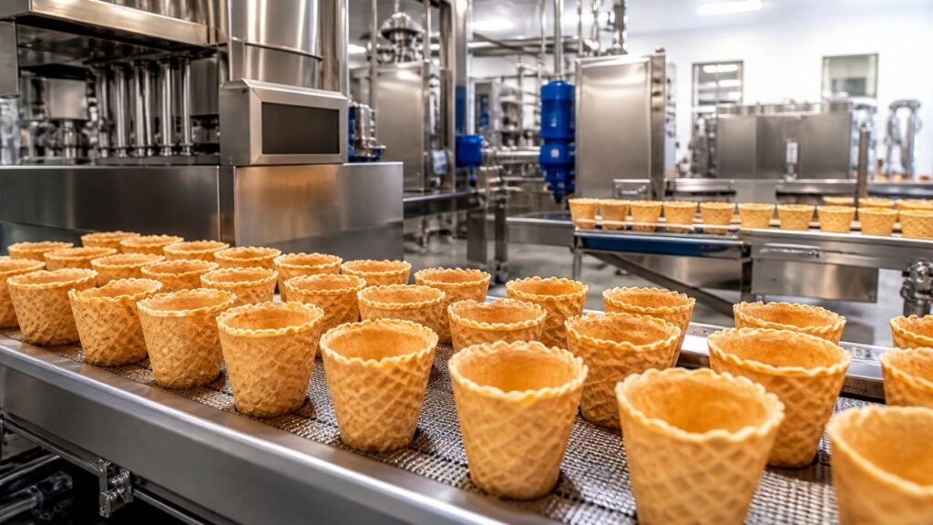 Como é feita a casquinha de sorvete até virar aquele cone leve e crocante