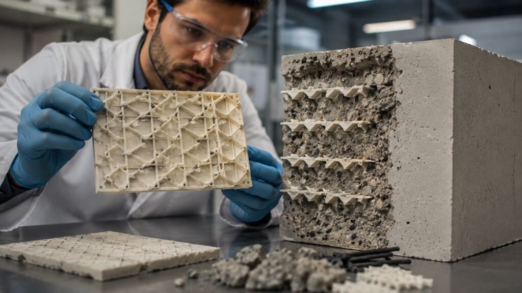 Pesquisadores da Universidade de Sharjah desenvolvem reforços plásticos 3D que atingem 80% da resistência do aço no concreto