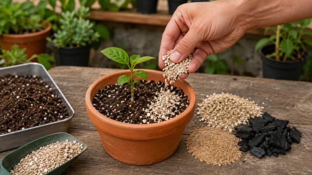 Vermiculita para plantas ajuda no vaso, mas o excesso pode prejudicar as raízes