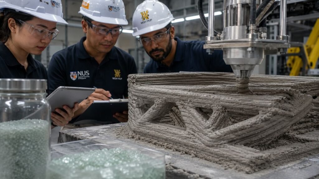 Pesquisadores de Singapura demonstram que a impressão 3D de concreto pode fabricar componentes estruturais com até 30% menos material e mão de obra