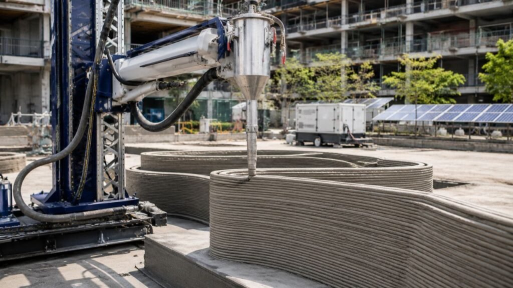 Pesquisadores de Singapura demonstram que a impressão 3D de concreto pode fabricar componentes estruturais com até 30% menos material e mão de obra
