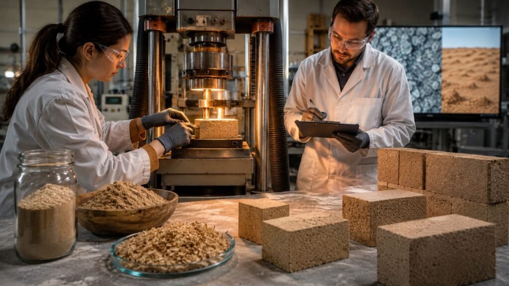 Pesquisadores na Noruega e no Japão estão transformando areia do deserto em blocos de pavimentação usando resíduos de madeira