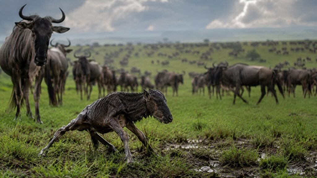 A Grande Migração revela milhões de animais cruzando rios e predadores na savana africana
