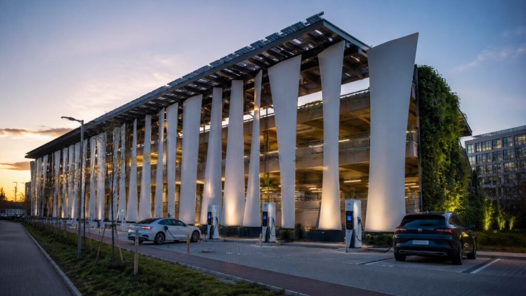 A Suécia inaugura o primeiro estacionamento da Europa construído com pás de turbinas eólicas recicladas
