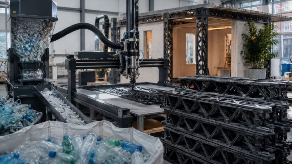 Engenheiros do MIT projetam treliças de piso impressas em 3D a partir de plástico reciclado em apenas 13 minutos por peça, suportando mais de 1.800 quilos