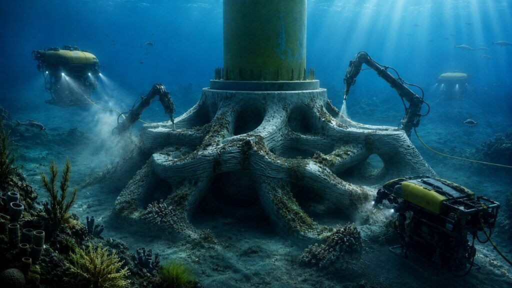 Cornell cria impressão 3D subaquática com sedimentos marinhos para construir no oceano sem dragagem