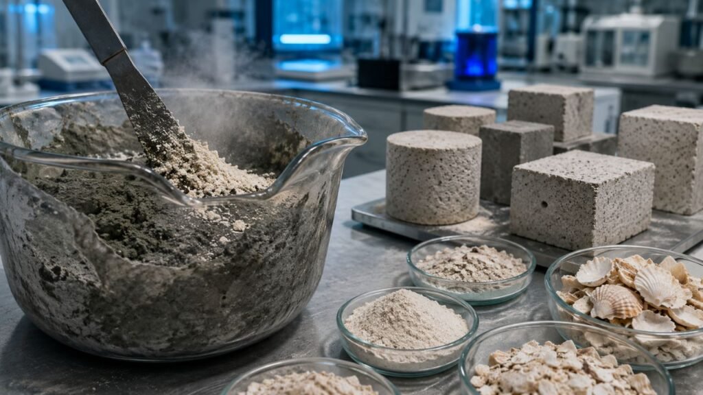 Pesquisadores britânicos substituem até 33% do cimento no concreto por conchas marinhas, reduzindo as emissões em 36%