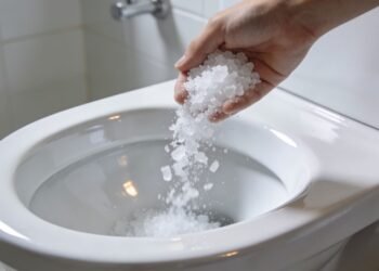 Punhado de sal grosso no vaso sanitário: o truque de limpeza que está conquistando as casas brasileiras