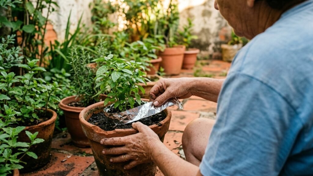 O segredo por trás do papel alumínio nos vasos que está mudando o jeito de cuidar do jardim