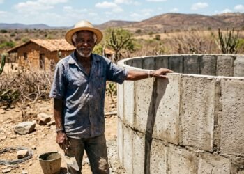 Um pedreiro analfabeto inventou uma cisterna feita de lajes que armazena 16.000 litros de água da chuva e abastece uma família por oito meses