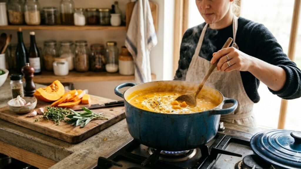 caldo de abóbora cremoso