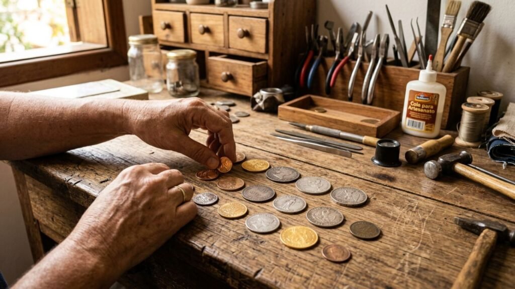 decorar com moedas antigas