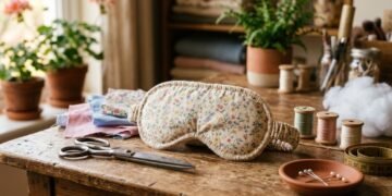 Usando linha e tecido, aprenda a fazer um máscara de dormir