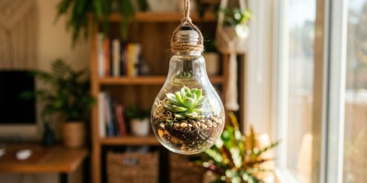 Ideia genial para dar uma nova vida às lâmpadas queimadas usando técnicas de jardinagem