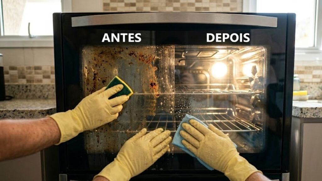 limpar a porta do forno