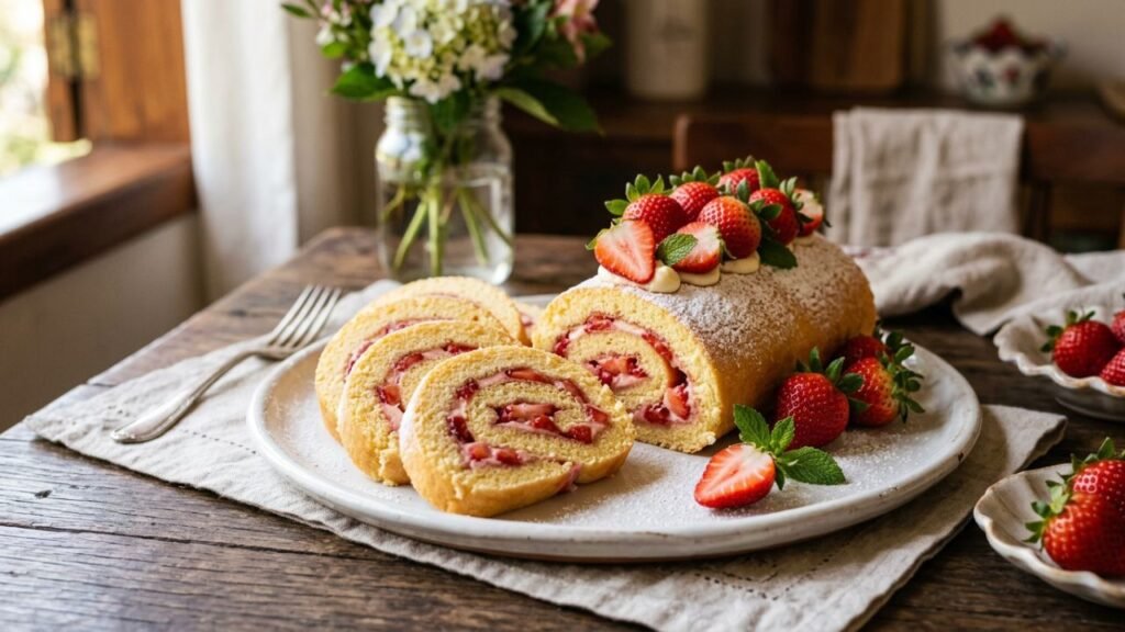 rocambole de morango simples