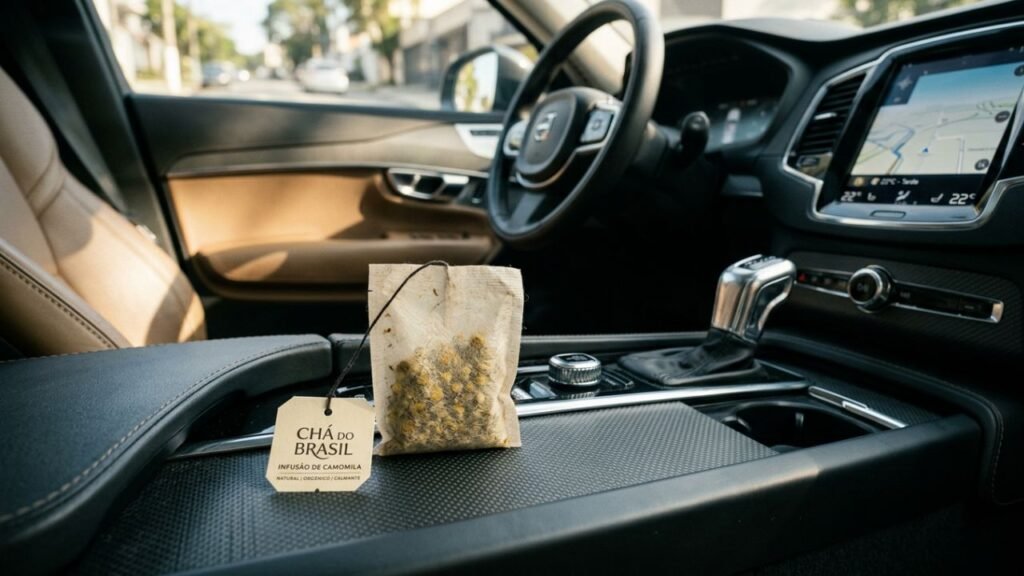 sachê de chá no carro