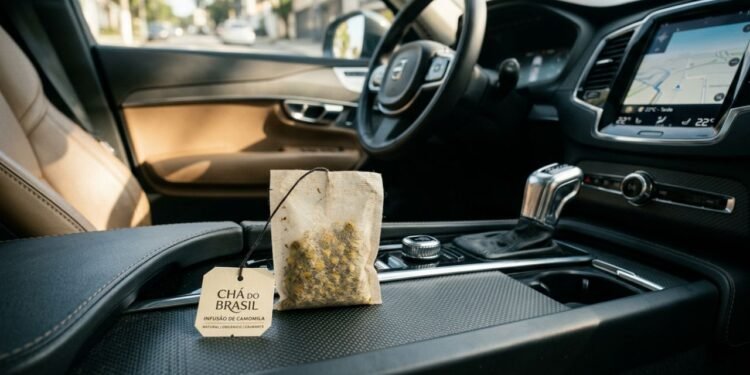 sachê de chá no carro